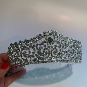 Silver Rhinestone Tiara Bridal Costume
